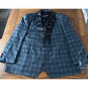 RARE Paul Fredrick Black Watch Tartan Dinner Jacket New Old Stock 54L